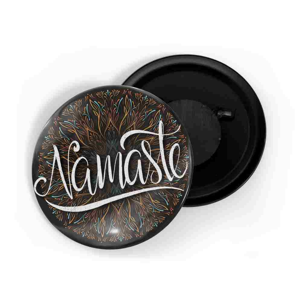 dhcrafts Fridge Magnet Black Color Namaste Glossy Finish Design Pack of 1 (58mm)